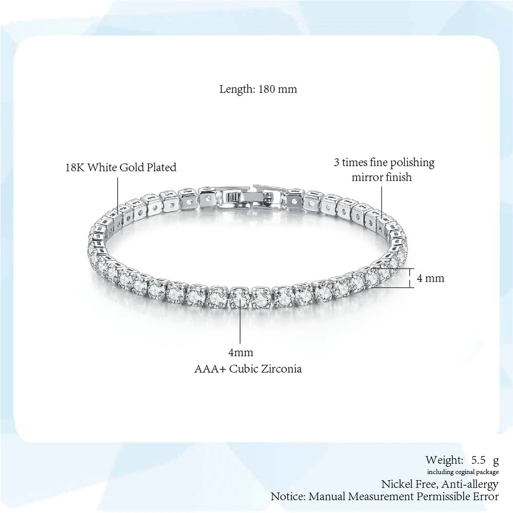Damen-Tennis-Armband, Hip Hop, trendig, AAA+, Zirkonia, silberfarben, Teenager-Mädchen, Kristallkette an der Hand, Hochzeitsschmuck H086