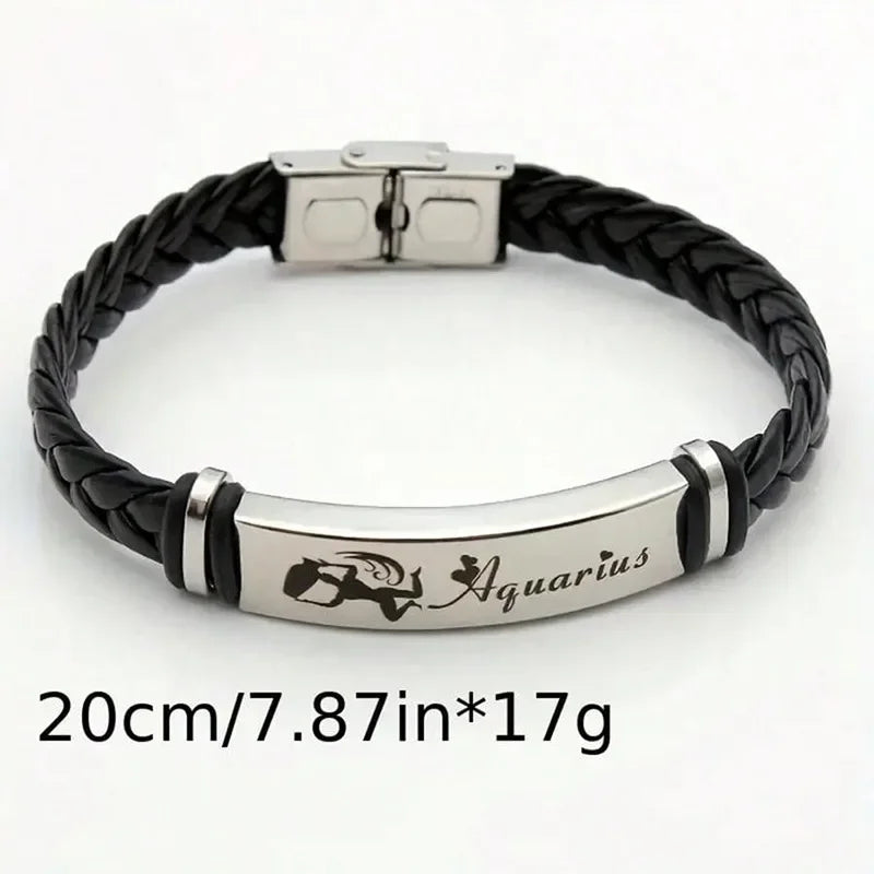 Zwölf Sternbild Charm Armband 12 Sternbild gewebtes Leder armband geflochtener Armreif Schmuck Handgelenk Geschenk zubehör