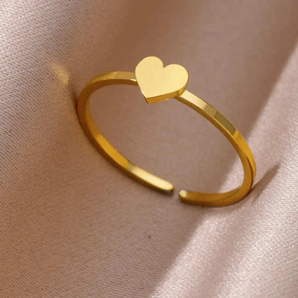 Gold Farbe Edelstahl Shell Ringe Für Frauen Vintage Oval Blau Stein Einstellbare Ring Fashion Party Schmuck Jahrestag Geschenk