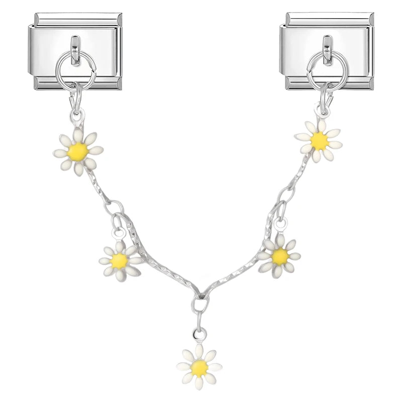 Neue Vintage Glitzer Sonne Blume Tulpe Schmetterling Liebe italienische Charm Links passen 9MM Edelstahl Armband Mädchen DIY machen Geschenk