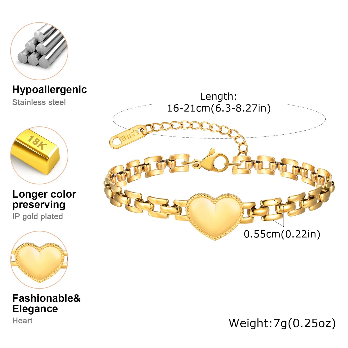 Trendiges Liebes-Herz-Armband für Frauen, Edelstahl-Armband mit Kettenarmbändern, exquisiter Party-Schmuck, Muttertagsgeschenk