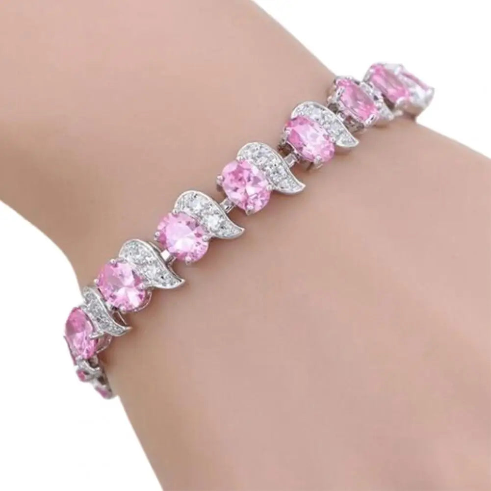 Damen-Armband, Blatt-Charm, elegant, klassisch, verstellbar, blauer Strassstein, eingebettetes Damen-Armband, Modeschmuck