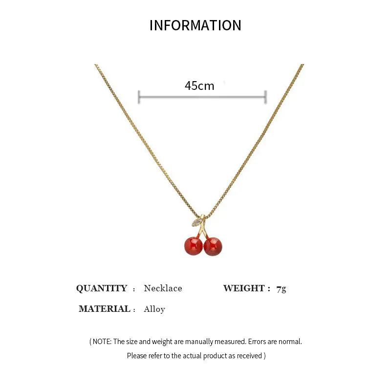 Rote Kirsche Anhänger Halskette Ohrstecker Set Damenmode Obst Halskette Ohrringe Schmuckset für Party Hochzeit Mädchen Geschenke