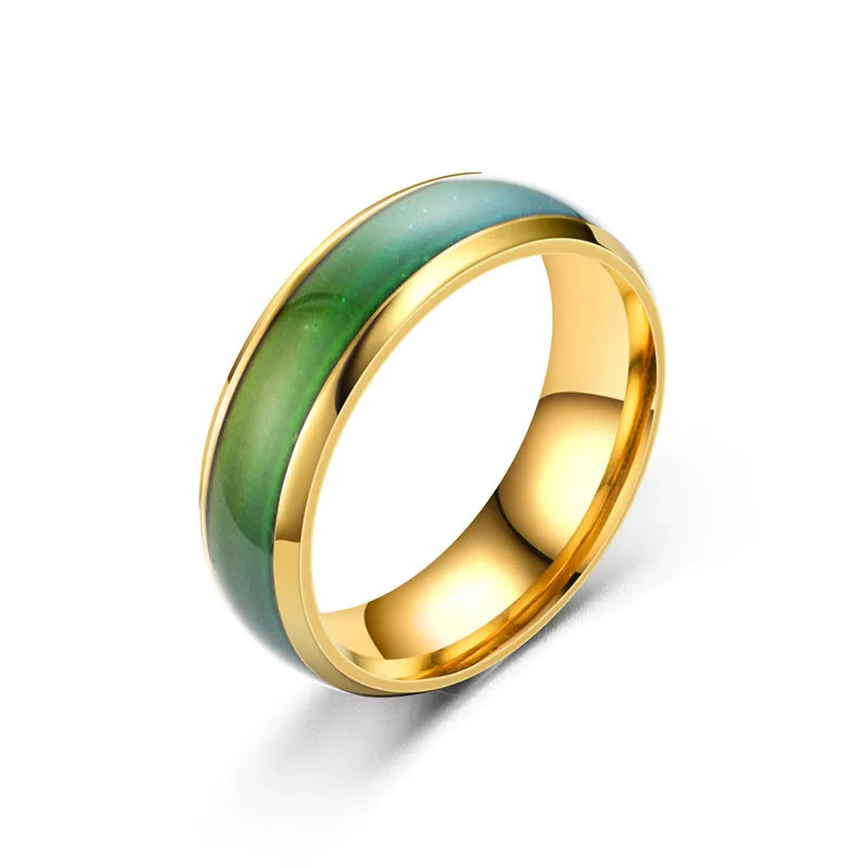 5 Farben Edelstahl wechselnde Farbe Ringe Stimmung Emotion Gefühl Temperatur Ringe für Frauen Männer Paare Ringe Ton Schmuck