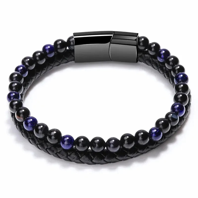Edelstahl Armband Tigerauge Stein Perlen Armband Natürliche Lava Stein Perlen Edelstahl Armband Männer Frauen Schmuck