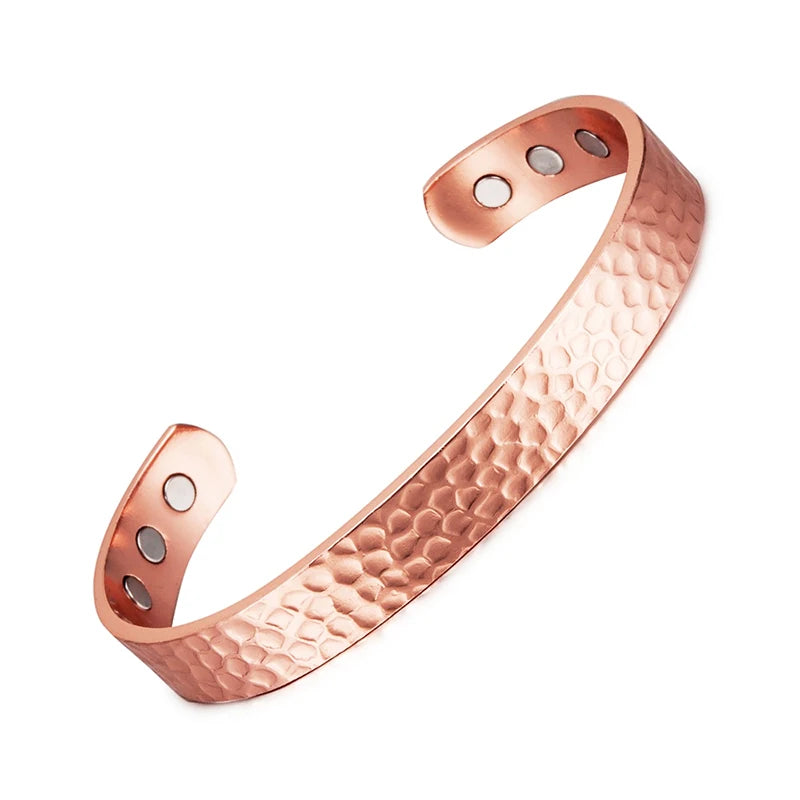 Vintage 99,9 % reines Kupfer Armbänder für Frauen Männer Rose Farbe Manschette Armreifen Charms Gesundheit Energie Gauss Magnete