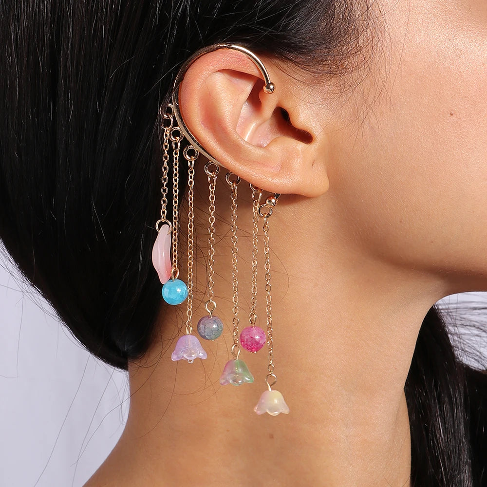 Aihua Neue Mode Gold Farbe Conch Shell Clip Ohrringe Für Frauen Einfache Gefälschte Knorpel Lange Quaste Ohr Manschette Schmuck Geschenke