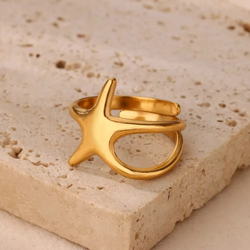 Edelstahl Zirkon Geometrische Ringe Für Frauen Luxus Bösen blick Gold Farbe Einstellbar Trendy Hochzeit Ästhetischen Jewerly Geschenk
