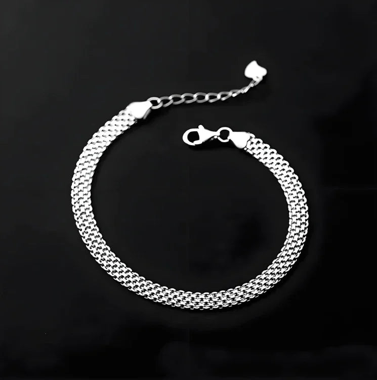 925 Sterling Silber Armbänder Mesh Kette für Frauen Männer Hochzeit Dame Edler Hübscher Schmuck Mode Schöne Kette 20 cm 8 Zoll