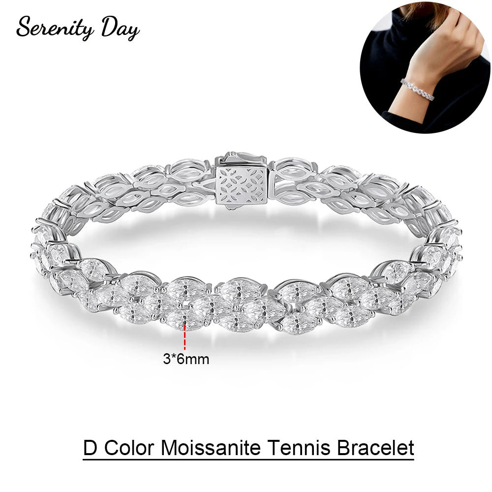 Serenity Marquise Cut D Farbe Moissanit Tennis Armband für Frauen Mann 100 % S925 Sterling Silber Armband vergoldet 18K Handkette