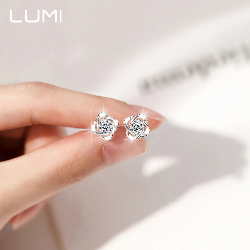 0,5–1 Karat glückliche vierblättrige Kleeblatt-Moissanit-Damen-Ohrstecker – hypoallergener 925er-Sterlingsilber-Edelschmuck, Jubiläums-Gi