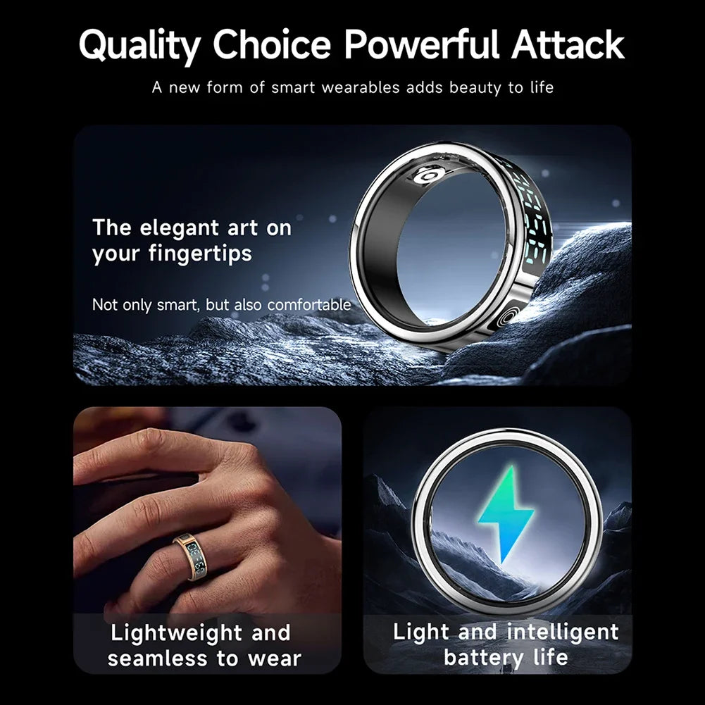 RS08 Smart Ring IP68Wasserdicht Gesundheit Fitness Sport Handgelenk Männer Frauen Ringe Herzfrequenz Blut Sauerstoff Schlaf Monitor Für iPhone iOS