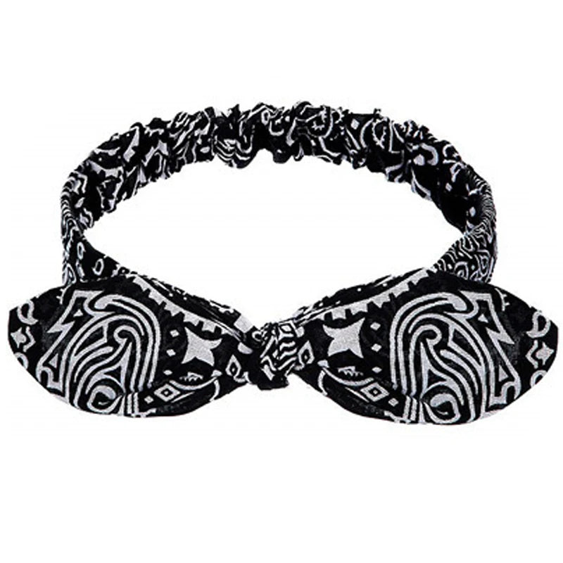 Neue Boho Frauen Weiche Solid Print Stirnbänder Vintage Kreuz Knoten Elastische Haarbänder Turban Bandanas Mädchen Haar Bands Haar Zubehör