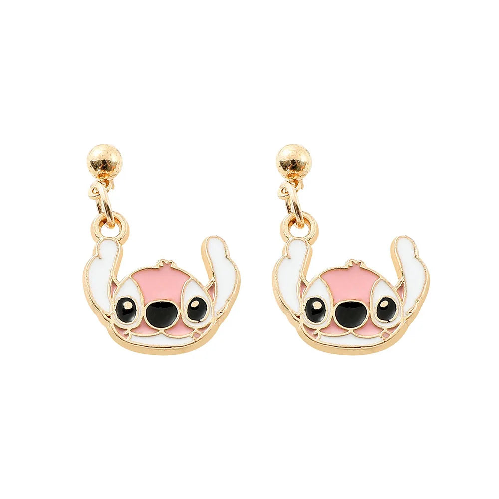 Disney-niedliche Cartoon-Stich-Ohrstecker mit Blumen-Ohrsteckern für Frauen und Teenager-Mädchen, schöne Ohr-Accessoires, Schmuckgeschenke für Fans