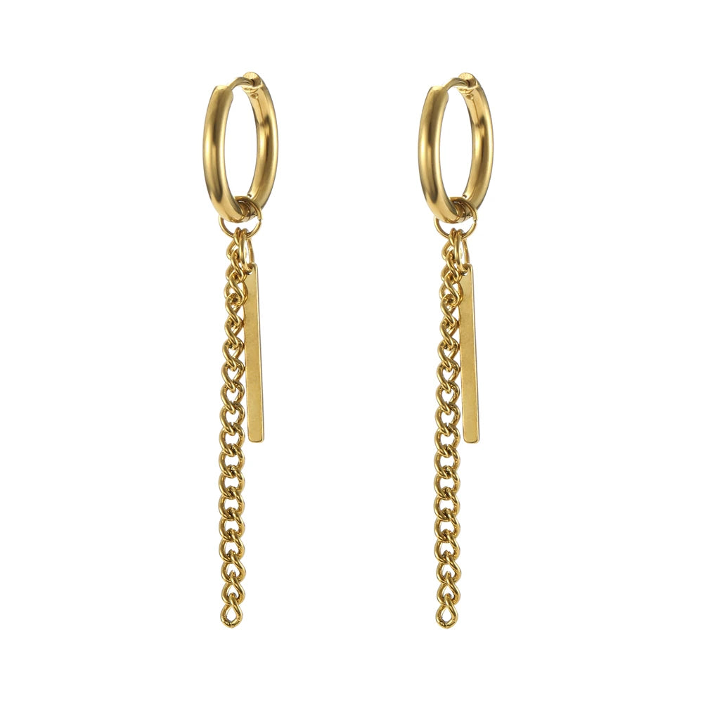 Amaxer minimalist ischen Stick Kette Ohrringe Edelstahl Quaste Creolen für Frauen Büro Dame Temperament Schmuck Geschenk