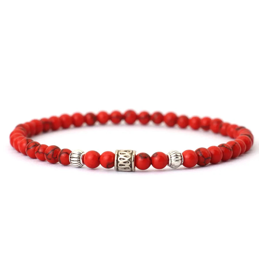 Noter Neue 4mm Armband Für Männer Viking Reis Perlen Armband Natürliche Lava Tiger Augen Rot Howlith Stein Armband Freizeit zubehör