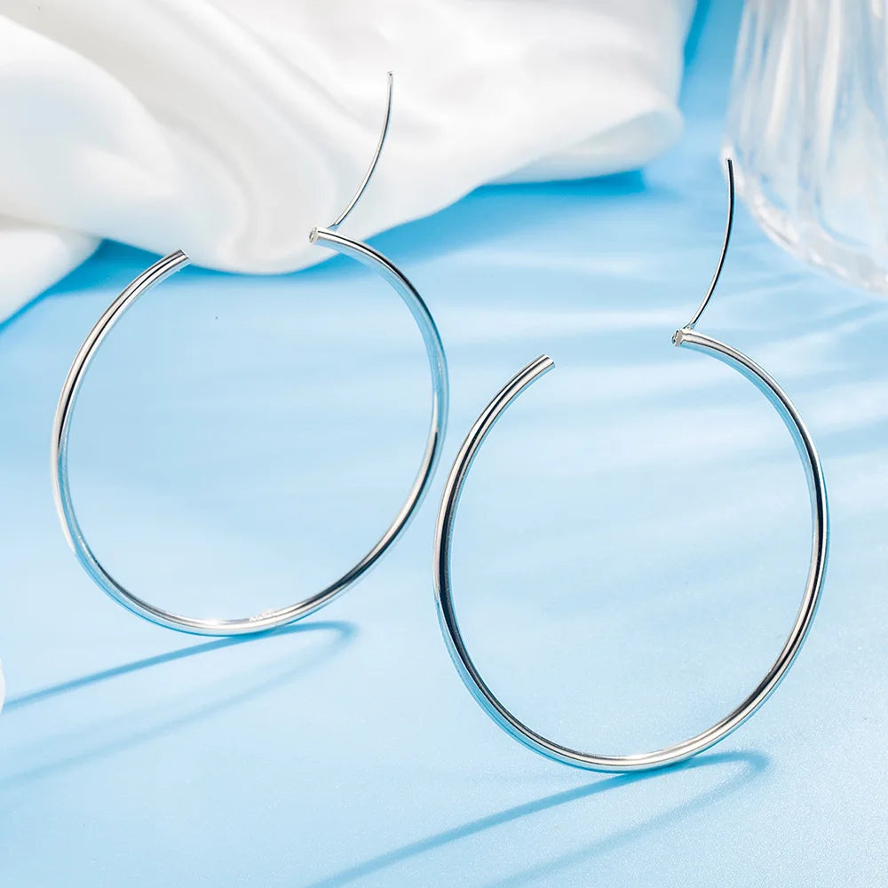 3/4/5/6 cm runde Creolen aus 925er-Sterlingsilber für Damen, Party, Luxus-Schmuck, Accessoires, 2024, Trend Argent 925-Schmuck