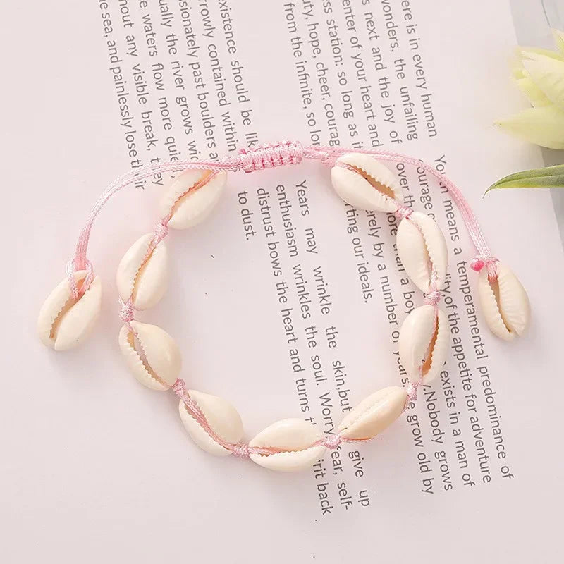 Böhmisches Imitation Muschelperlen-Armband für Frauen, Seestern, Schildkröte, gewebtes Seil-Armband, handgefertigt, Freundschaft, Strand, Urlaub, Schmuck