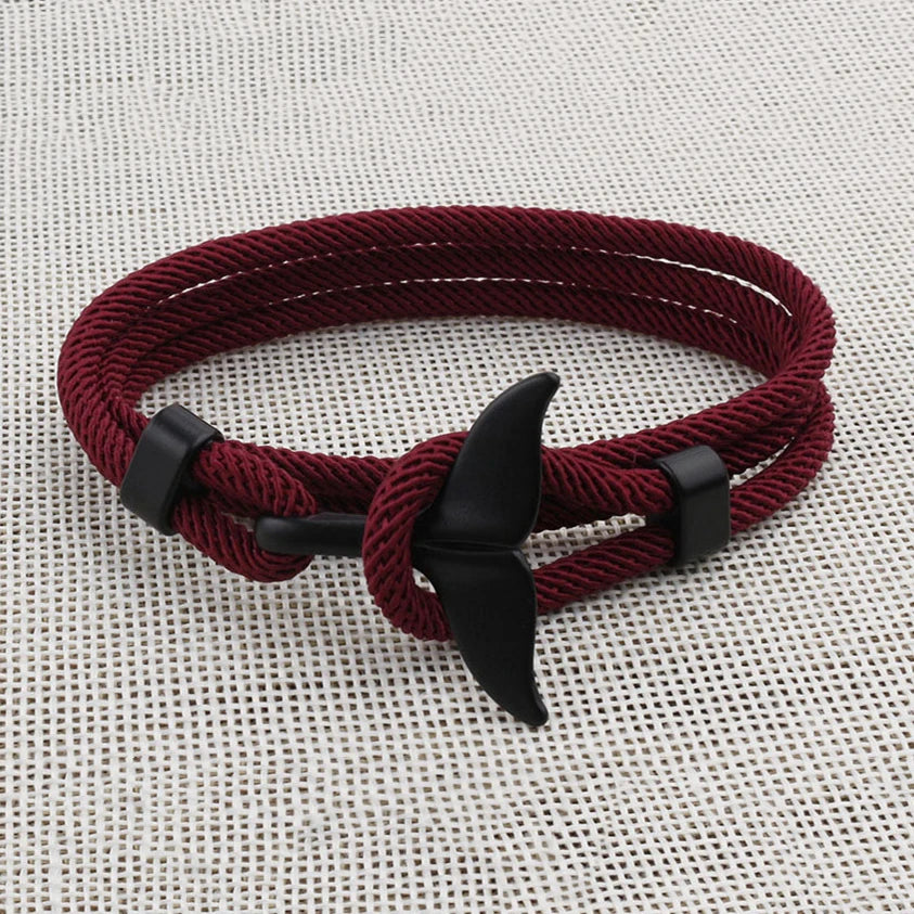 Männlich Multilayer 4mm Milan Seil Viking Armband Charme Whale Tail Armbänder Für Männer Armband Trendy Ozean Tier Fischschwanz schmuck