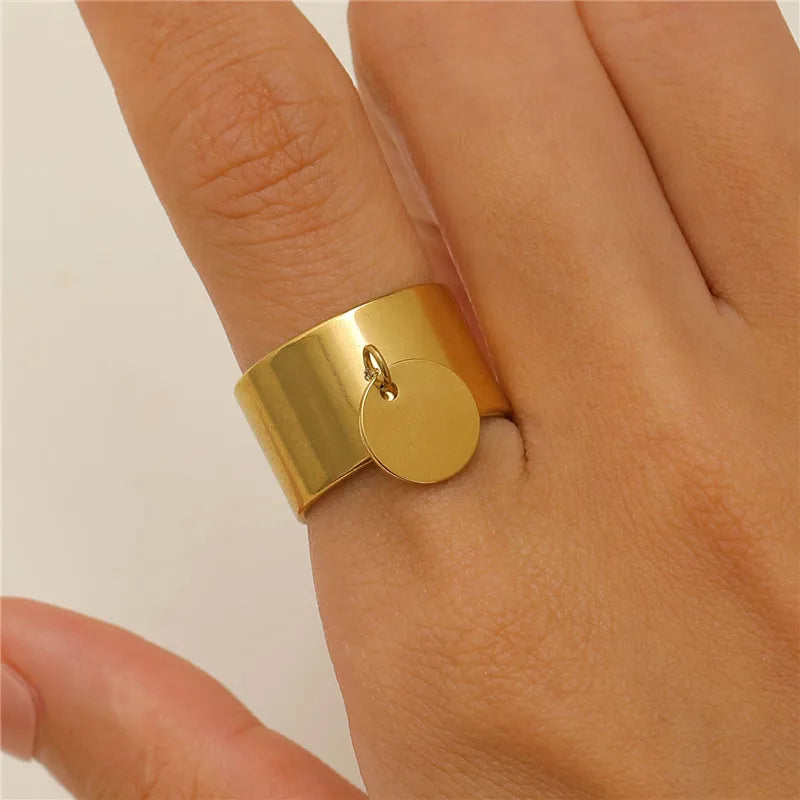 Mode Meer Tier Anhänger Ring für Frauen Runde Geometrische Joint Schmuck Mädchen Urlaub Edelstahl Charme Ringe Großhandel