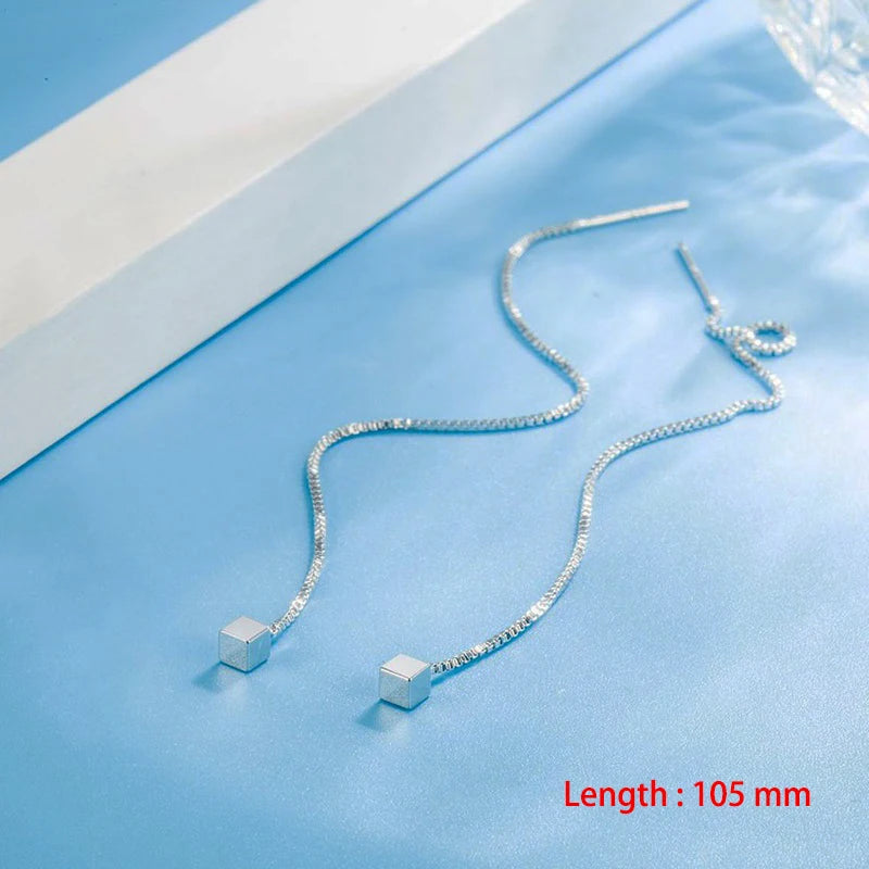 Einfache Stil Box Kette Quaste Drop Ohrringe Für Frauen Lange Baumeln Ohrring Piercing Linie Zubehör Dünne Mini Trendy Ohr Schmuck