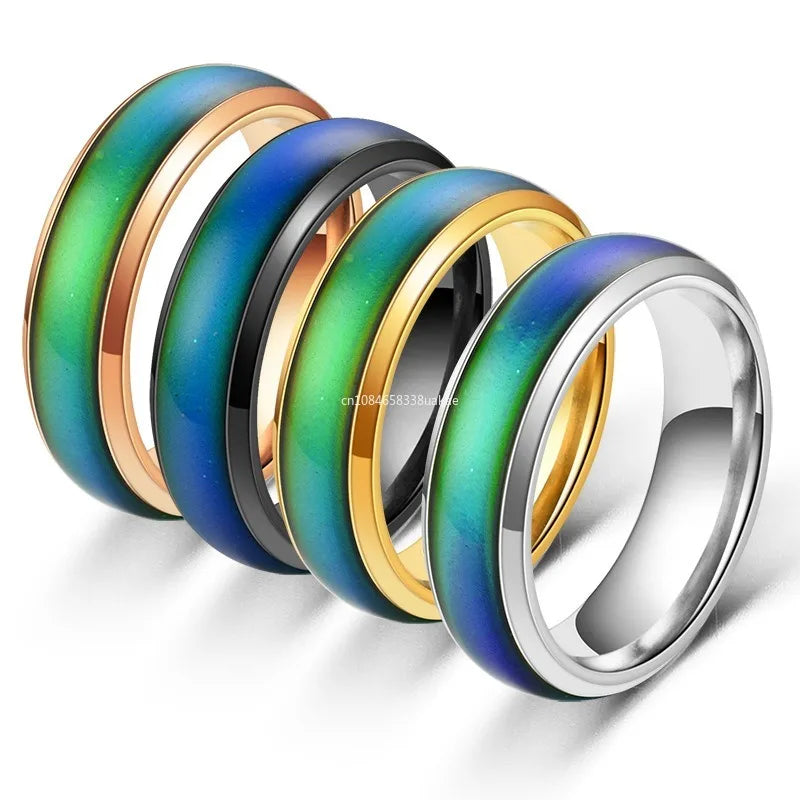1 stücke Edelstahl Stimmung Ring Ändern Farbe Ringe Emotion Gefühl Temperatur Ring für Frauen Männer Paare Ringe Mode Schmuck