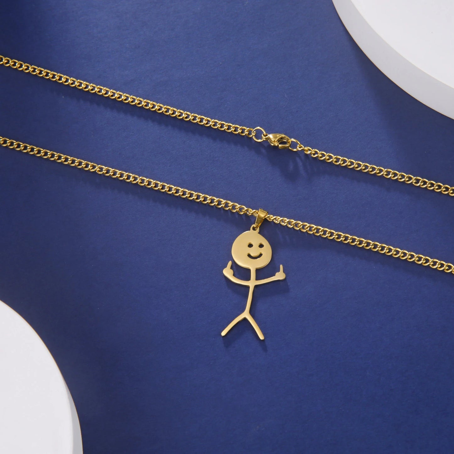 Skyrim Hip Hop Doodle Halskette für Männer Frauen Edelstahl Lange Hals Kette Mode Mittelfinger Stickman Schmuck Neu