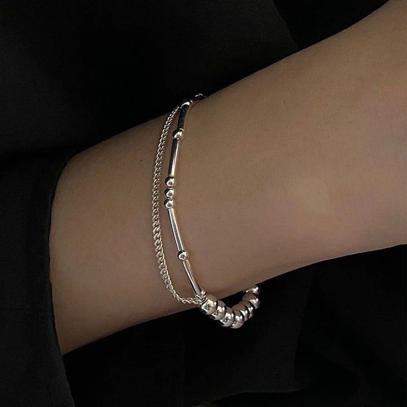 Panjbj sterling silber linie extrem feines armband für frauen lieben haert perle koreanisch ins süßes schmuck geschenk drops hipping