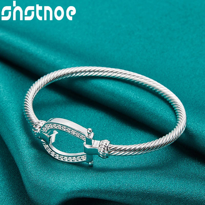 Shstone Sterling Silber Knoten Seil Armreifen für Frauen Mode Geburtstag Hochzeits feier trend ige Schmuck Dame Armbänder Geschenke