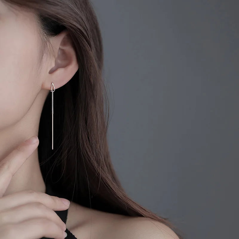 Einfache Stil Box Kette Quaste Drop Ohrringe Für Frauen Lange Baumeln Ohrring Piercing Linie Zubehör Dünne Mini Trendy Ohr Schmuck