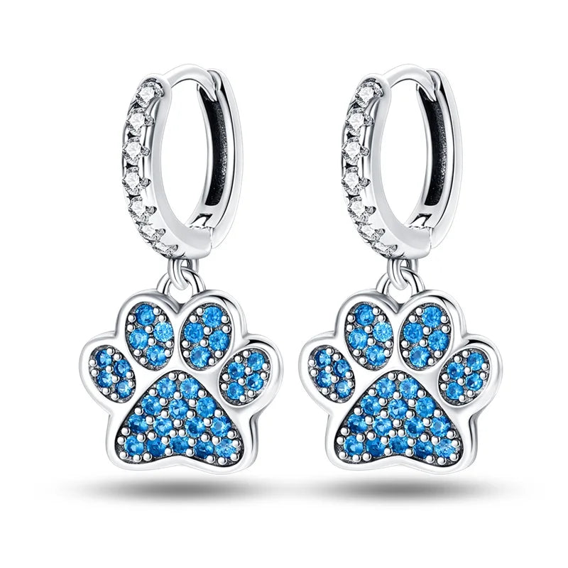 Heißer Verkauf Mode 925 Silber Farbe Ohrringe Blau Zirkon Sterne Mond Unregelmäßigkeit Ohrringe Für Frau Feine Geburtstag Schmuck Geschenke