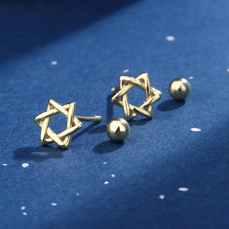 Yiluocd 925 versilbert Stern verdrehte Ohrringe hohlen Sechseck Stern von David Ohr stecker Schmuck für Frau Weihnachts geschenke