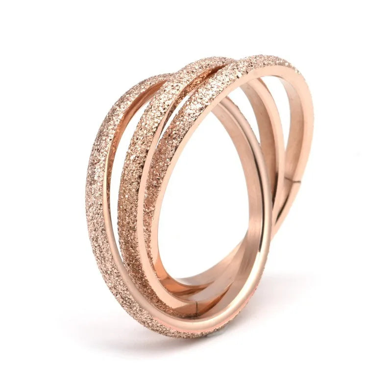 Kolmnsta Triple Interlocked Rolling Titan-Edelstahlringe für Damen und Herren, mattiert, Verlobung, Hochzeit, Paarring, 3-in-1