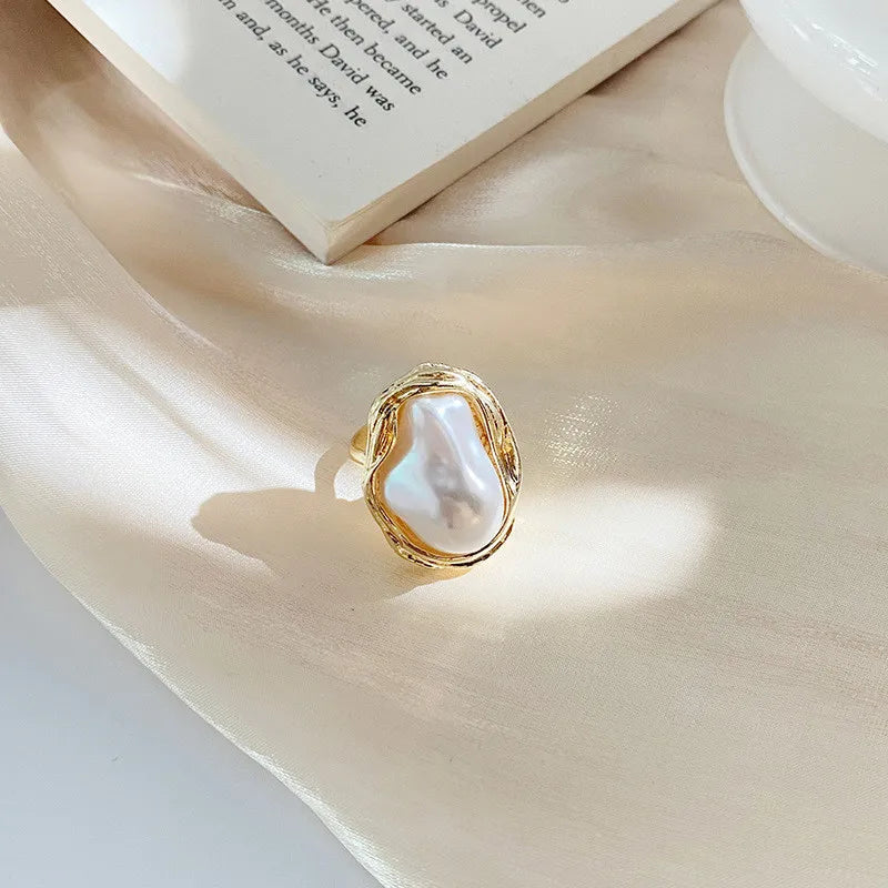 KOTiK Neue Design Seestern Perle Ring Form Gold Farbe Einstellbare Ringe Für Frauen Koreanische Mode Schmuck Party Luxus Zubehör