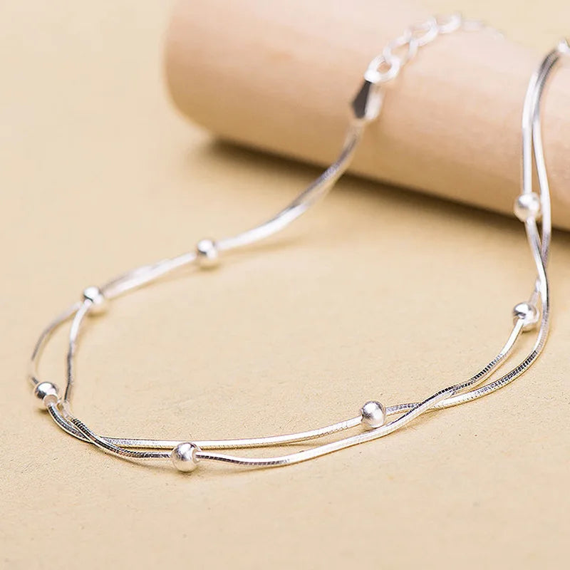 Neue Modeschmuck 925 Sterling Silber Armbänder Runde Einfache Persönlichkeit Süße Armbänder
