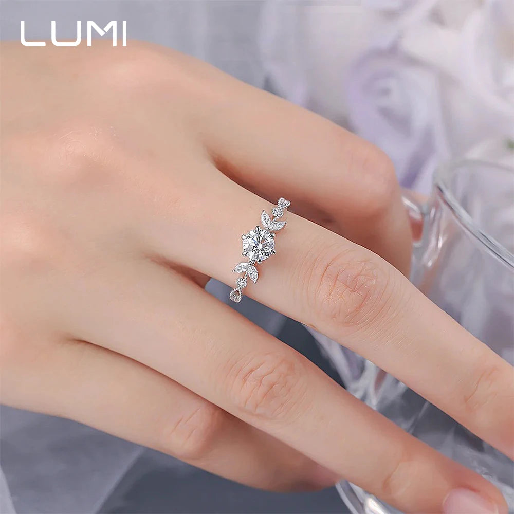 1 CT zertifizierter Moissanit-Olivenzweig-Ring für Damen – hypoallergener Ehering aus 925er Sterlingsilber, feiner Schmuck