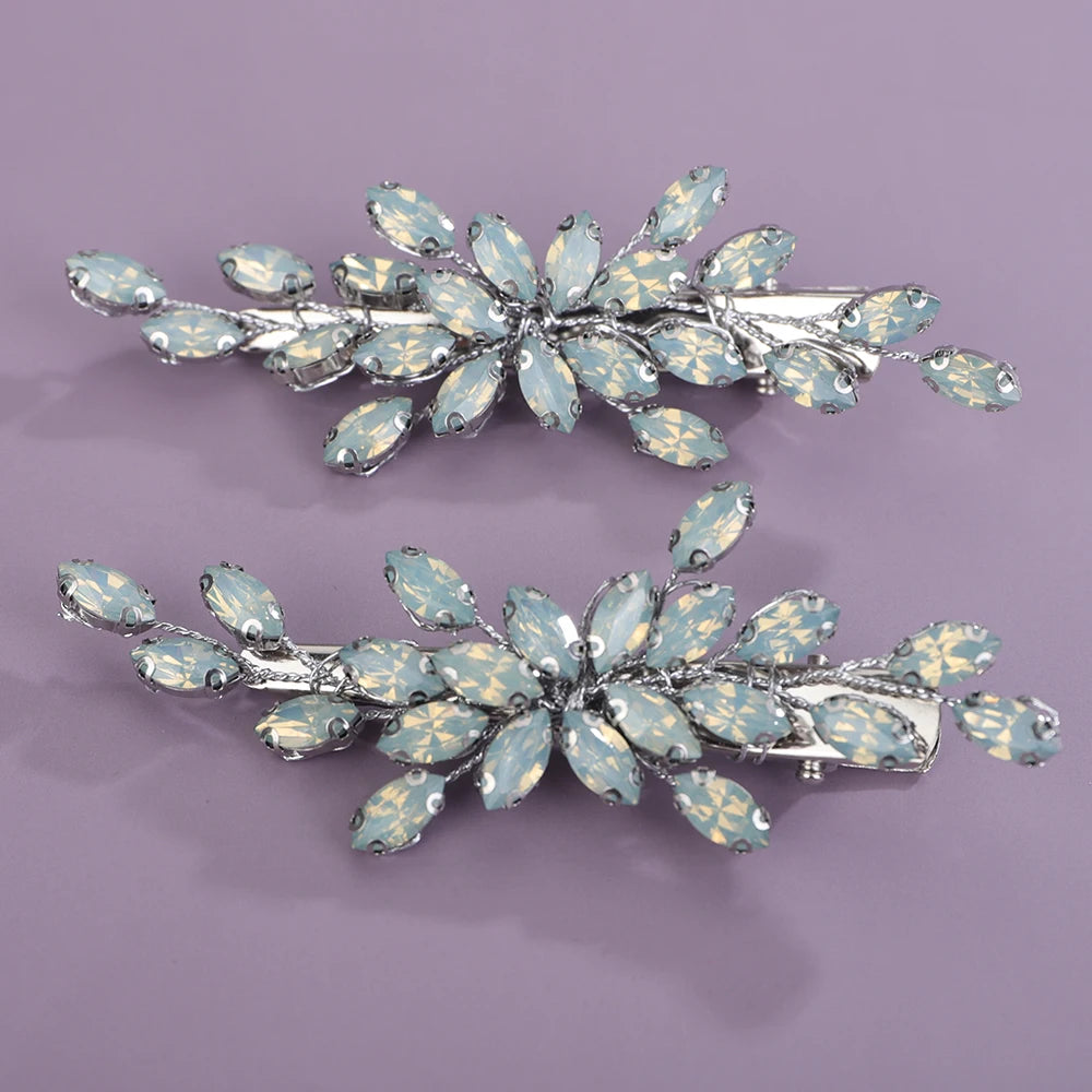 2PCS Strass Haarspange für Hochzeit Braut Kopfschmuck Silber Schwarz Braut Haarschmuck Grün Rot Tiara Blau Lila Ornamente