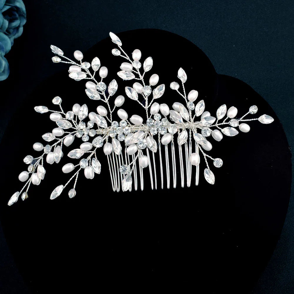 A499 Silber Gold Farbe Haar Kamm Kristall Hochzeit Kopf Stück Braut Kopfbedeckungen Frauen Haar Zubehör Party Pin Clip Prom Stirnband