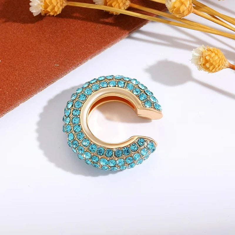 1Pcs Mehrfarbige C-Förmigen Knorpel Ohr Clip Ohrringe für Frauen Mode Luxus Strass Keine Durchbohrten Ohr Manschette Weiblichen schmuck