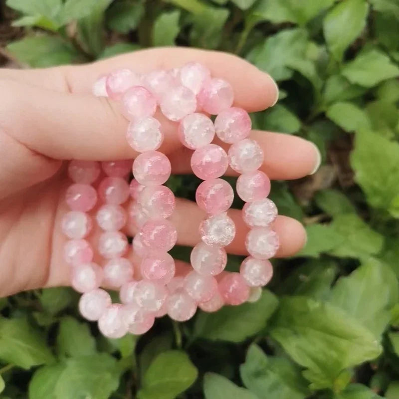 Mode Rosa Kristall Quarz Naturstein Armband Elastische Reiki Healing Energie Strang Armreifen Schmuck Perlen Liebhaber Frau Geschenk