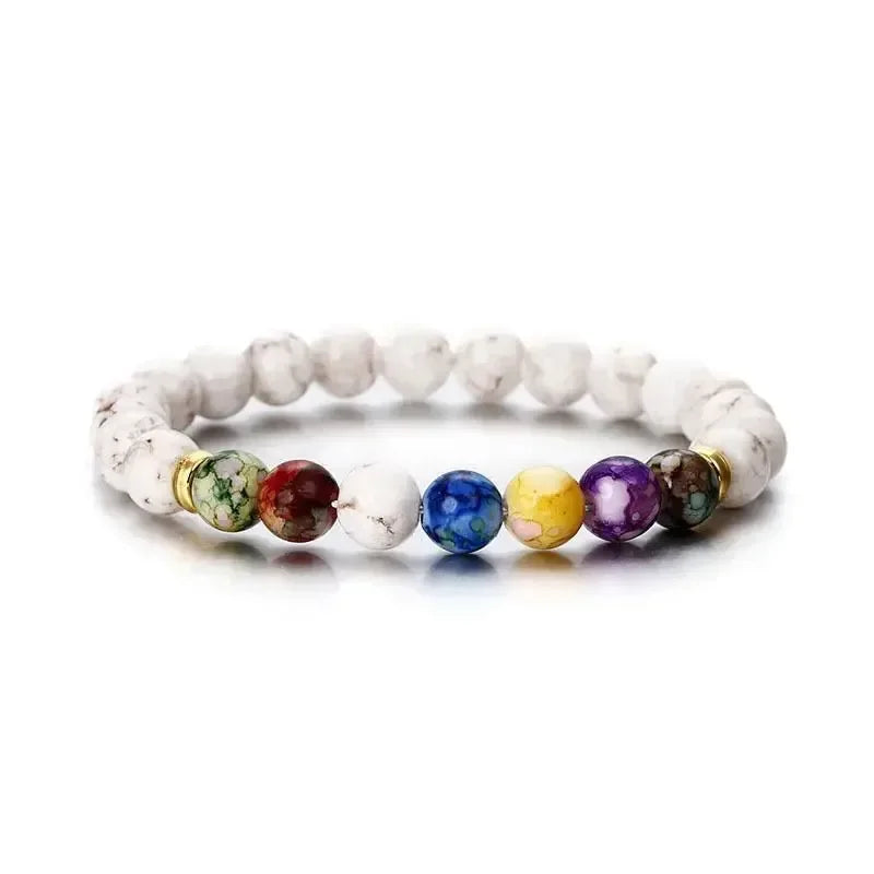 7-Chakra Reiki Heilstein Armband Yoga Balance Energie Perlen Vulkanstein Armband Halskette Schmuck Armreif Armbänder Frauen