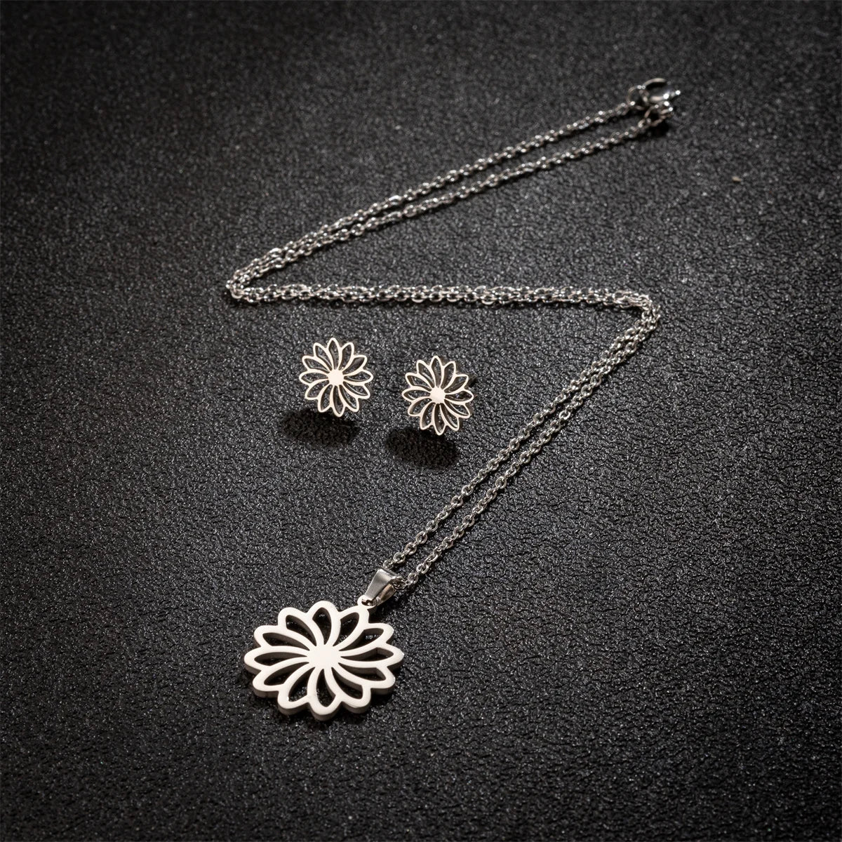 Set Schmuck Edelstahl Frau Boho Vintage Monstera Blätter Blume Pflanze Diy Anhänger Charms Ohrringe Und Halskette Set
