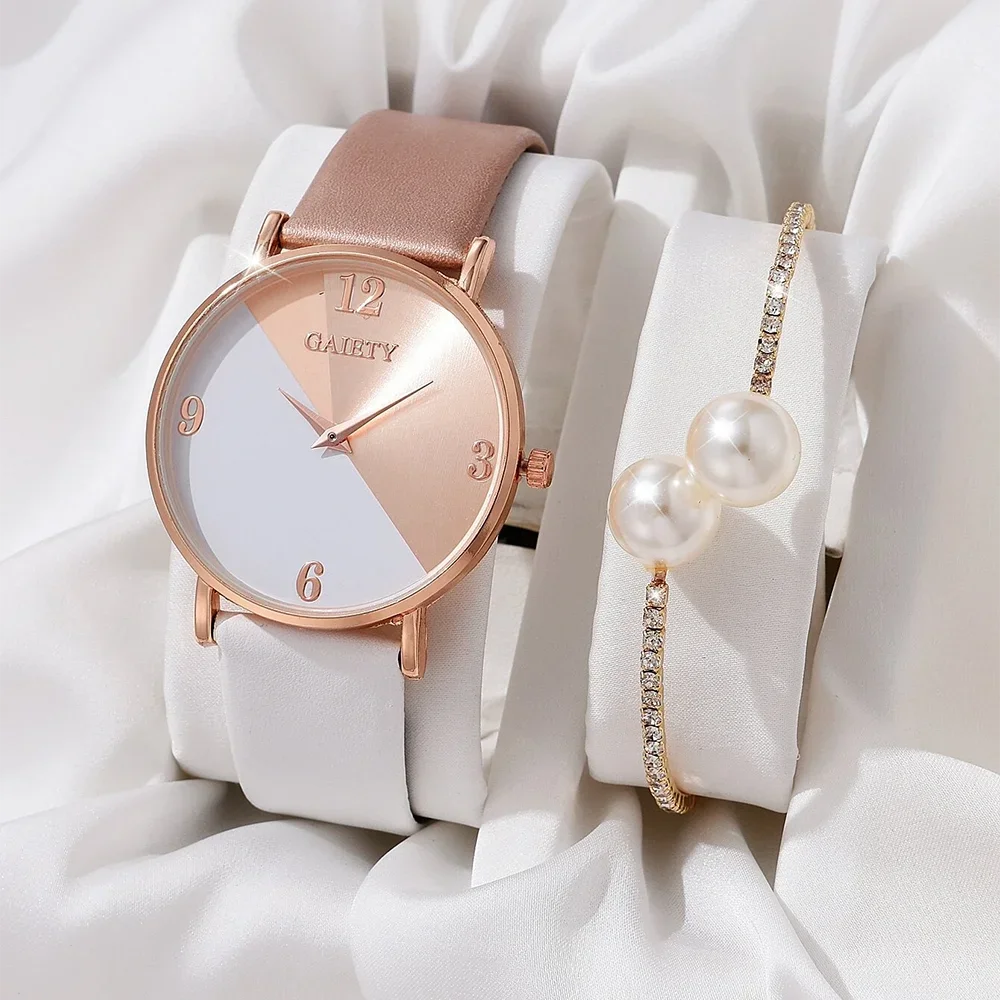 Frauen Uhr Set Luxus Mode Bunte PU Lederband Damen Quarz Armbanduhr Legierung Armband Für Damen Geschenk