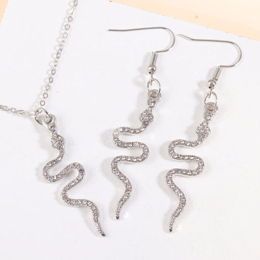 Neue Mode Gold/Silber Farbe Schmuck Set exquisite Schlange Tier Halskette & Ohrring elegante Frauen Schmuck Party Geschenke
