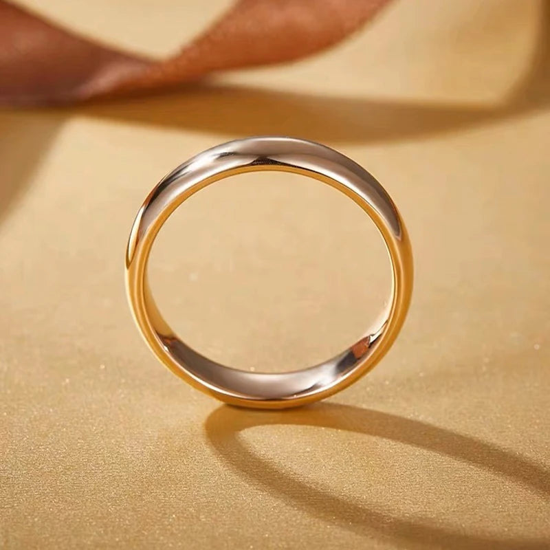 Lichtechter, feiner, 4 mm runder, 18 Karat goldener Ring für Damen und Herren, einfacher Ehering, Geschenkschmuck für Liebhaberpaare