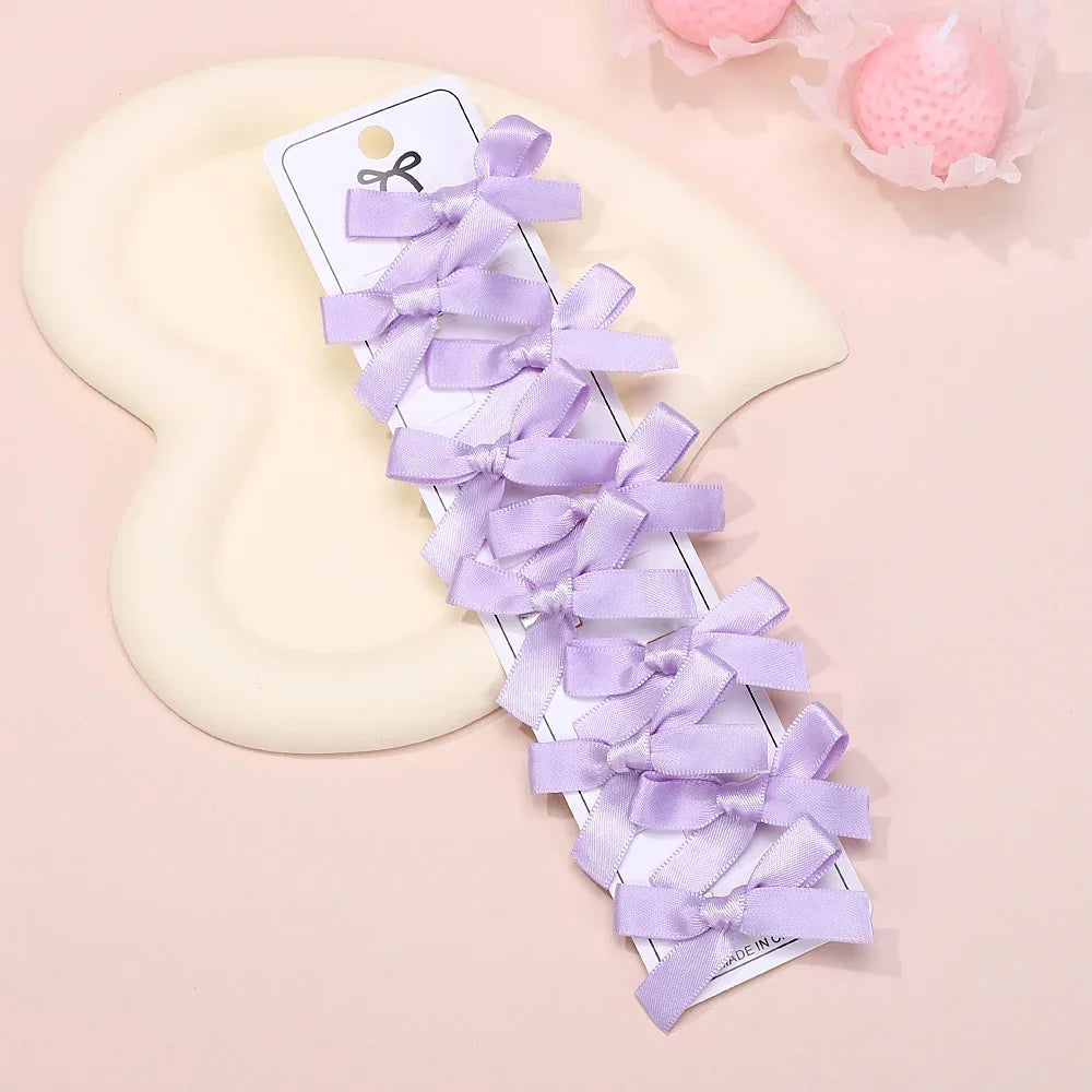 5/6/8/10Pcs Kinder Süße Einfarbig Mini Bowknot Mit Haar Clip Baby Mädchen Ballett Stil band Geflochtene Haar Zubehör Großhandel