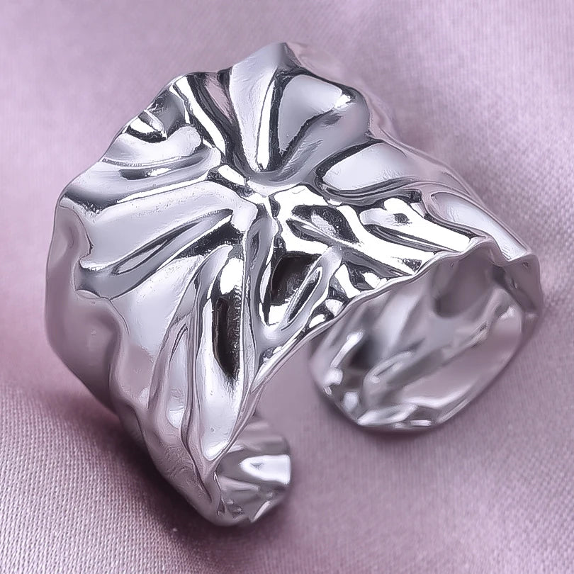 1/2/3 stücke mischen Farbe klobigen breiten Ring offene Edelstahl ringe für Frauen Männer Accessoires unregelmäßige Oberfläche kpop Modeschmuck
