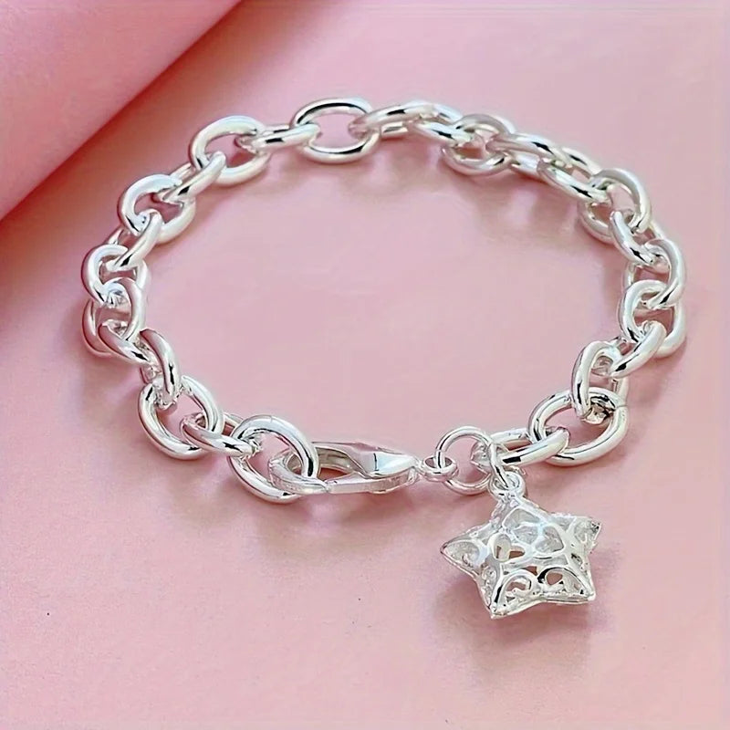 Süßes Sternkettenarmband aus 925er Sterlingsilber mit Schnalle für Damen, Herren, geeignet für Liebhaber, Damen, Herren, Modeschmuck, Partygeschenke