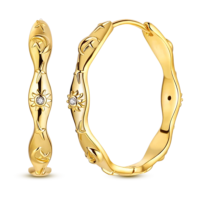 Ohrringe aus 925er-Sterlingsilber, Goldserie, U-förmige Creolen, passend für Original-925-Charms für Frauen und Mädchen, Party, edler Schmuck
