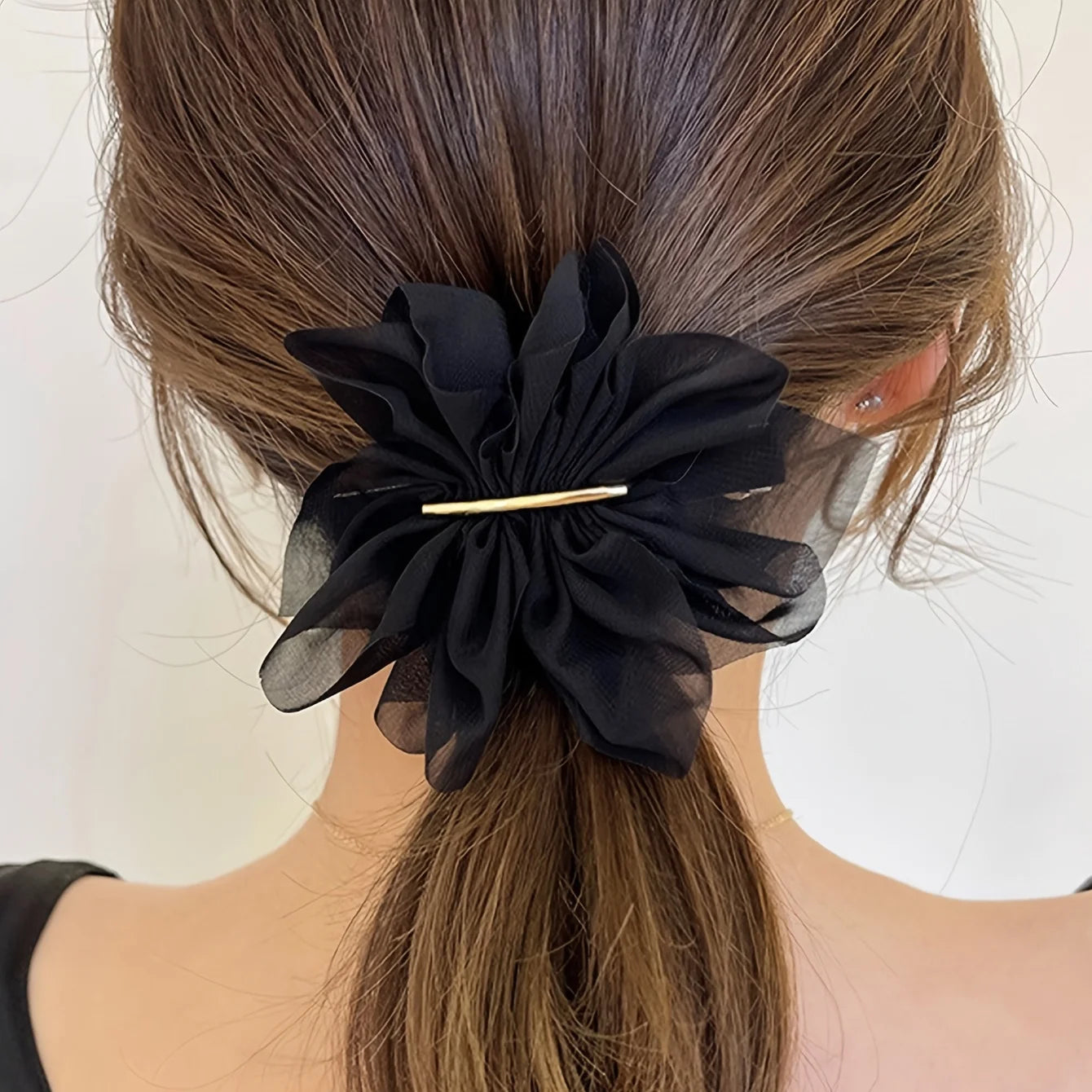 1/2 Stück elegante, minimalistische Chiffon-Blume, große Frühlings-Haarklammern für Frauen, einfarbiges Haar-Accessoire für Pferdeschwanz